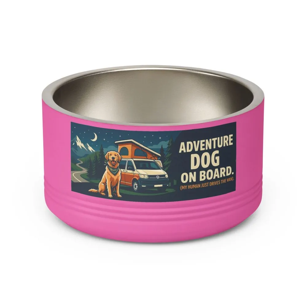 Pet Bowl — "Adventure Dog On Board " 18oz Camper & Hiking Dog Travel Bowl
