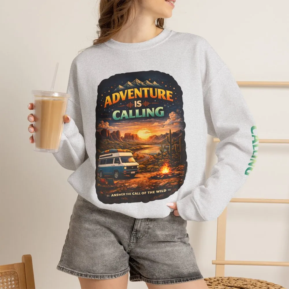 11052263930567499424_2048.jpeg Unisex Heavy Blend™ Crewneck Sweatshirt — "Adventure Is Calling" Design Scenic-Line