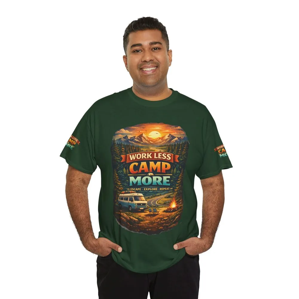 11069667390812958442_2048.jpeg Unisex Heavy Cotton Tee — "Work Less-Camp More" Design Scenic-Line