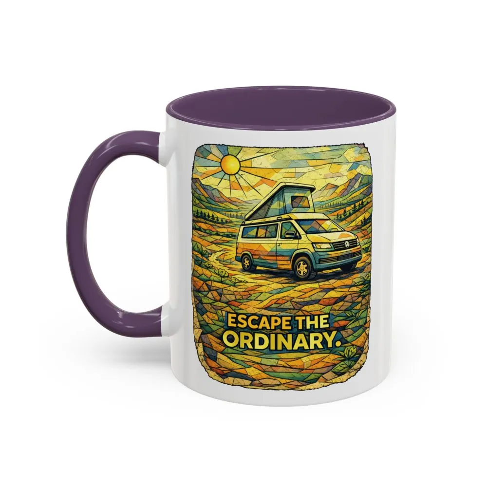 Accent Coffee Mug (11, 15oz) — "Escape The Ordinary" Design Cubic-Line