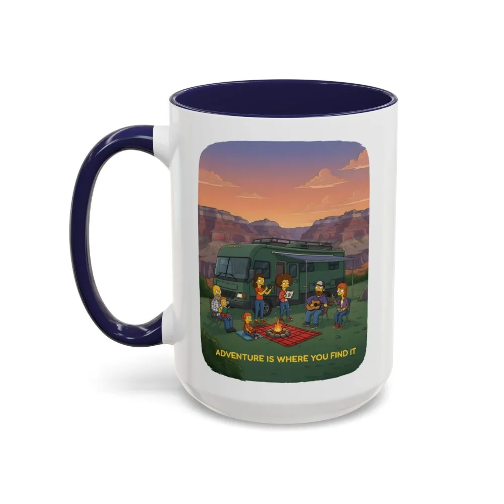 Accent Coffee Mug (11, 15oz) — "Adventure Is Where You Find It" Design Sitcom-Line