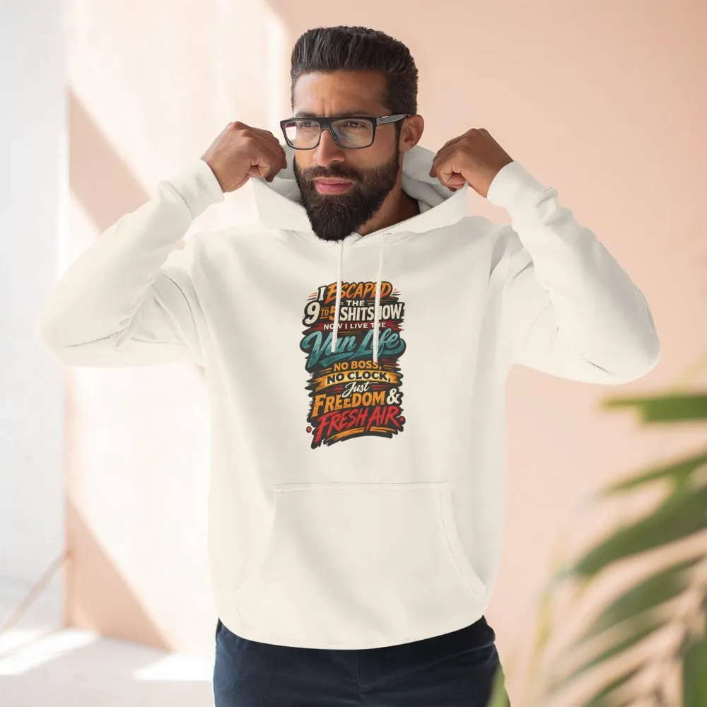 Three-Panel Fleece Hoodie - "I Escaped The 9 To 5" Design F**K-Line