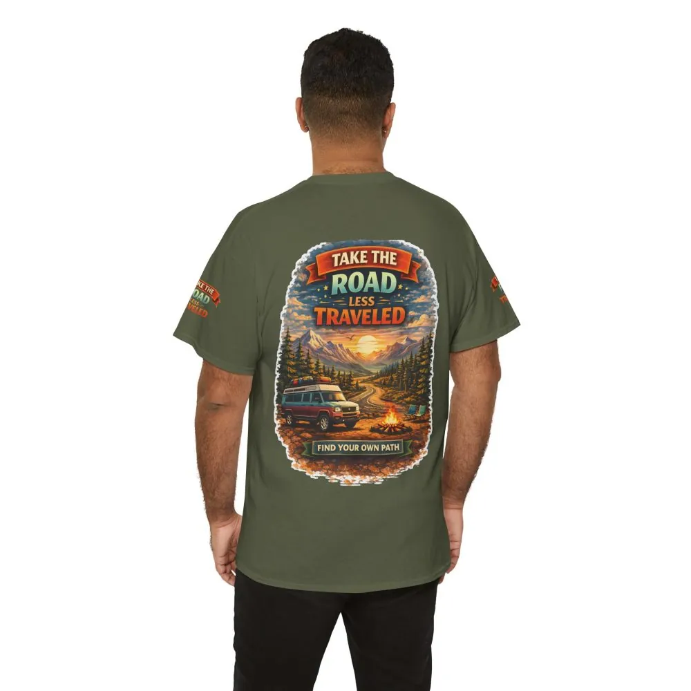 11081469250945266627_2048.jpeg Unisex Heavy Cotton Tee — "Take The Road Less Traveled" Design Scenic-Line