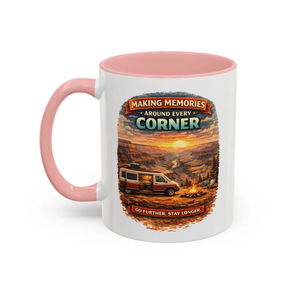 Accent Coffee Mug (11, 15oz) — "Making Memories Around Every Corner" Design Scenic-Line
