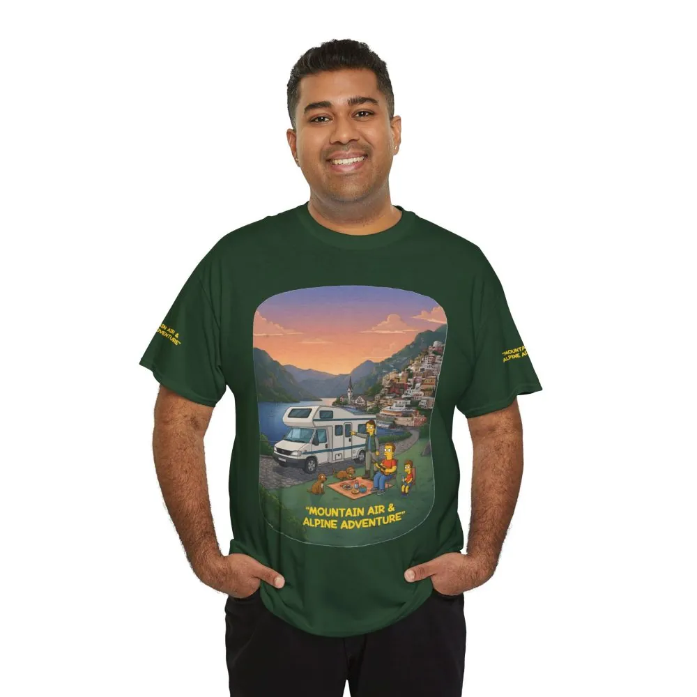 Unisex Heavy Cotton Tee — "Mountain Air-Alpine Adventure" Design Sitcom-Line