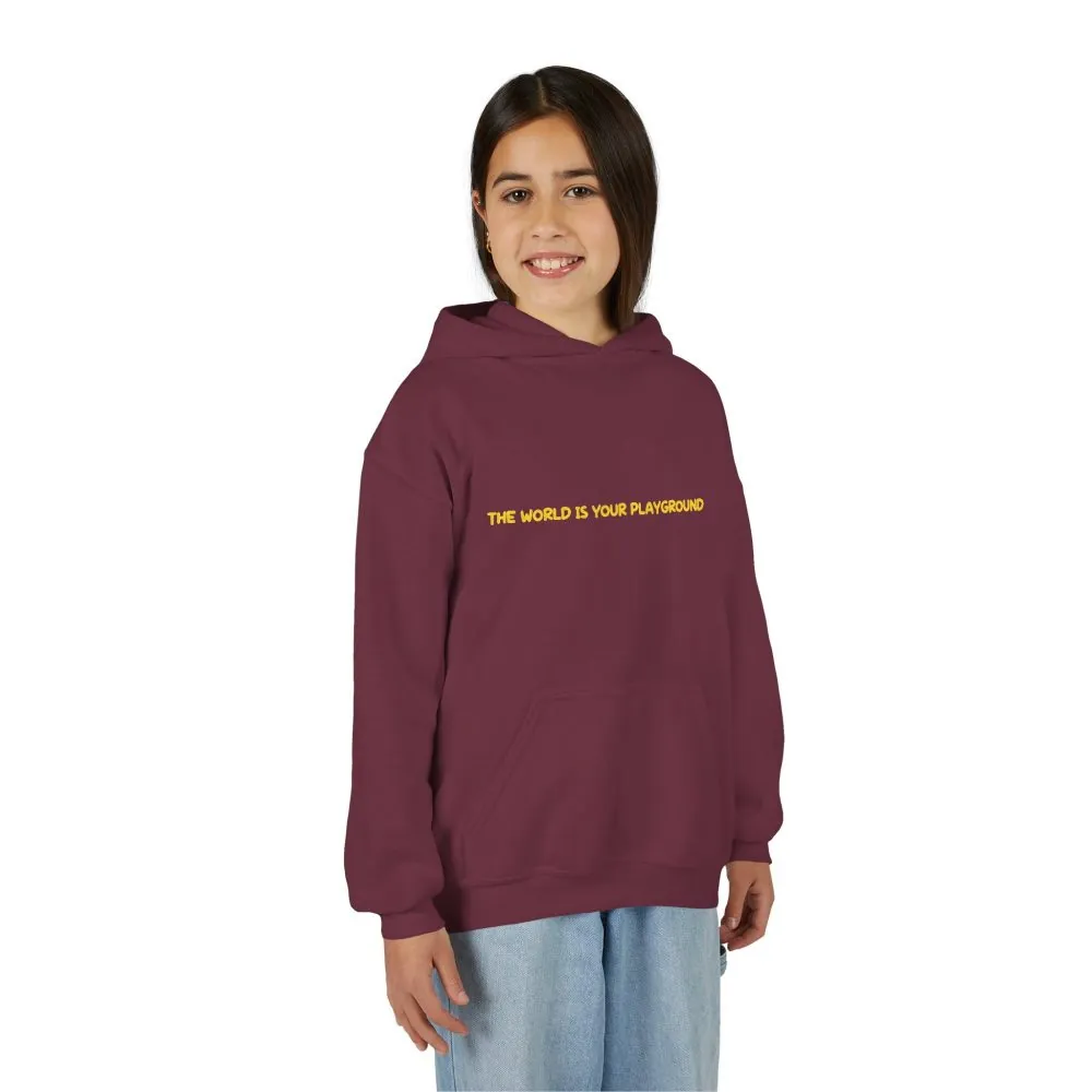 Youth Hoodie(Gildan) – "The World Is Your playground" (Design Sitcom-Line)