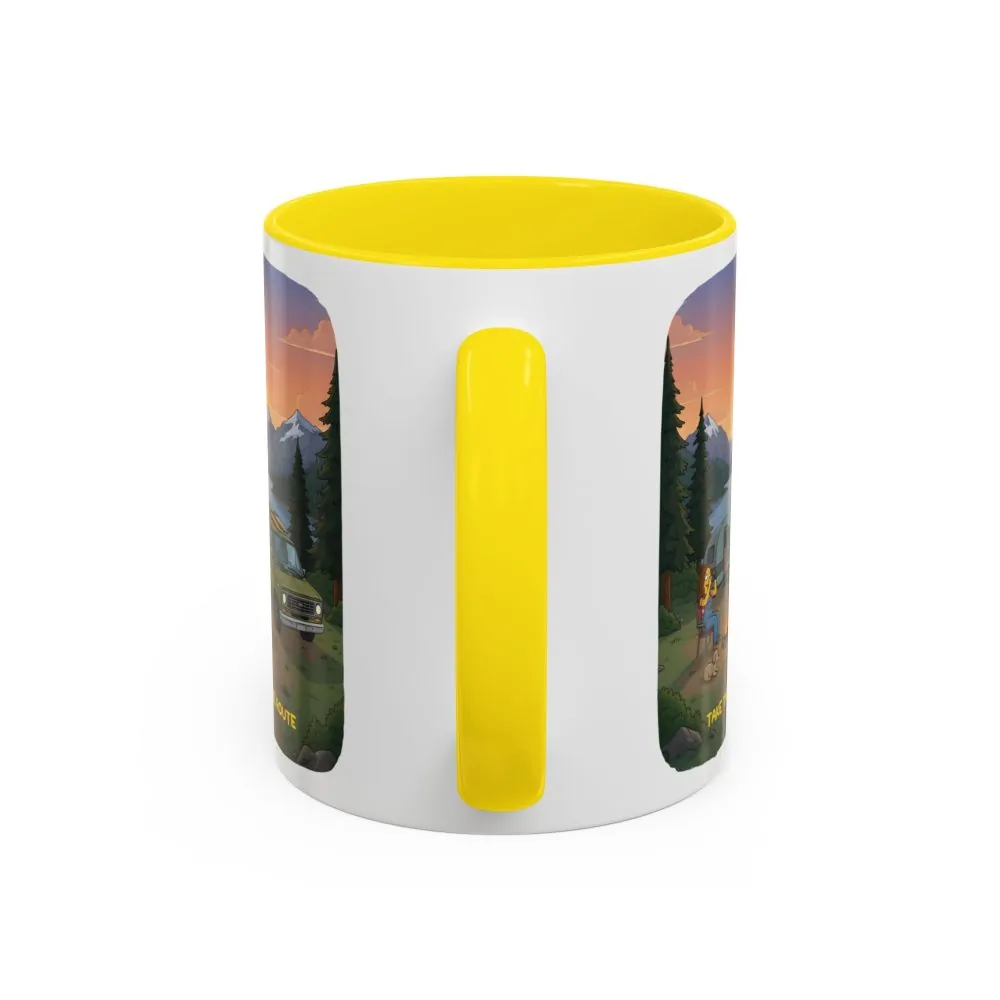 Accent Coffee Mug (11, 15oz) — "Take The Scenic Route" Design Sitcom-Line