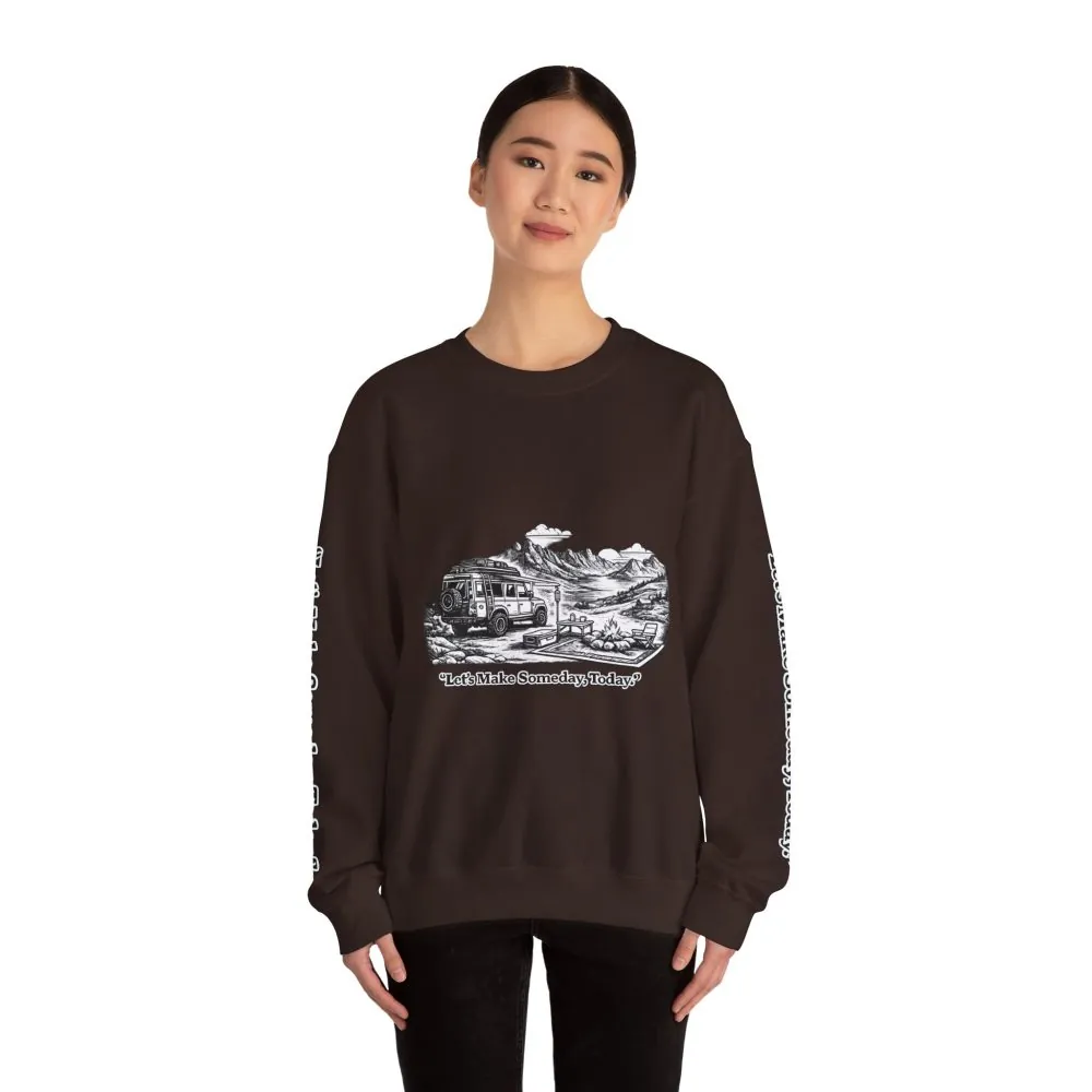 11102755860727496155_2048.jpeg Unisex Heavy Blend™ Crewneck Sweatshirt — "Lets make Someday, Today?" Design Minimal-Line