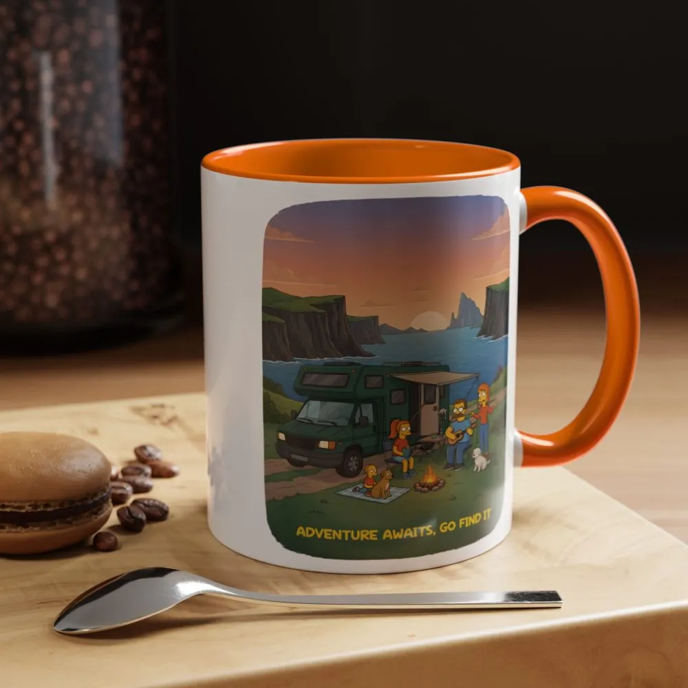 Accent Coffee Mug (11, 15oz) — "Adventure Awaits-Go Find It"" Design Sitcom-Line