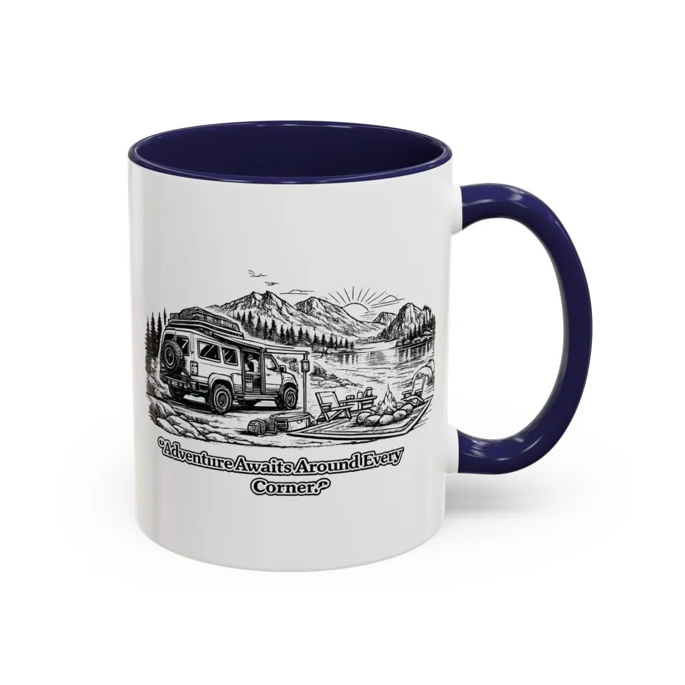 11104146301442846730_2048.jpeg Accent Coffee Mug (11, 15oz) — "Adventure Awaits Around Every Corner" Design Minimal-Line