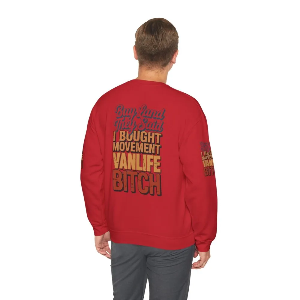 11108933329133591116_2048.jpeg Unisex Heavy Blend™ Crewneck Sweatshirt — "Buy Land They Said" Design F**K-Line