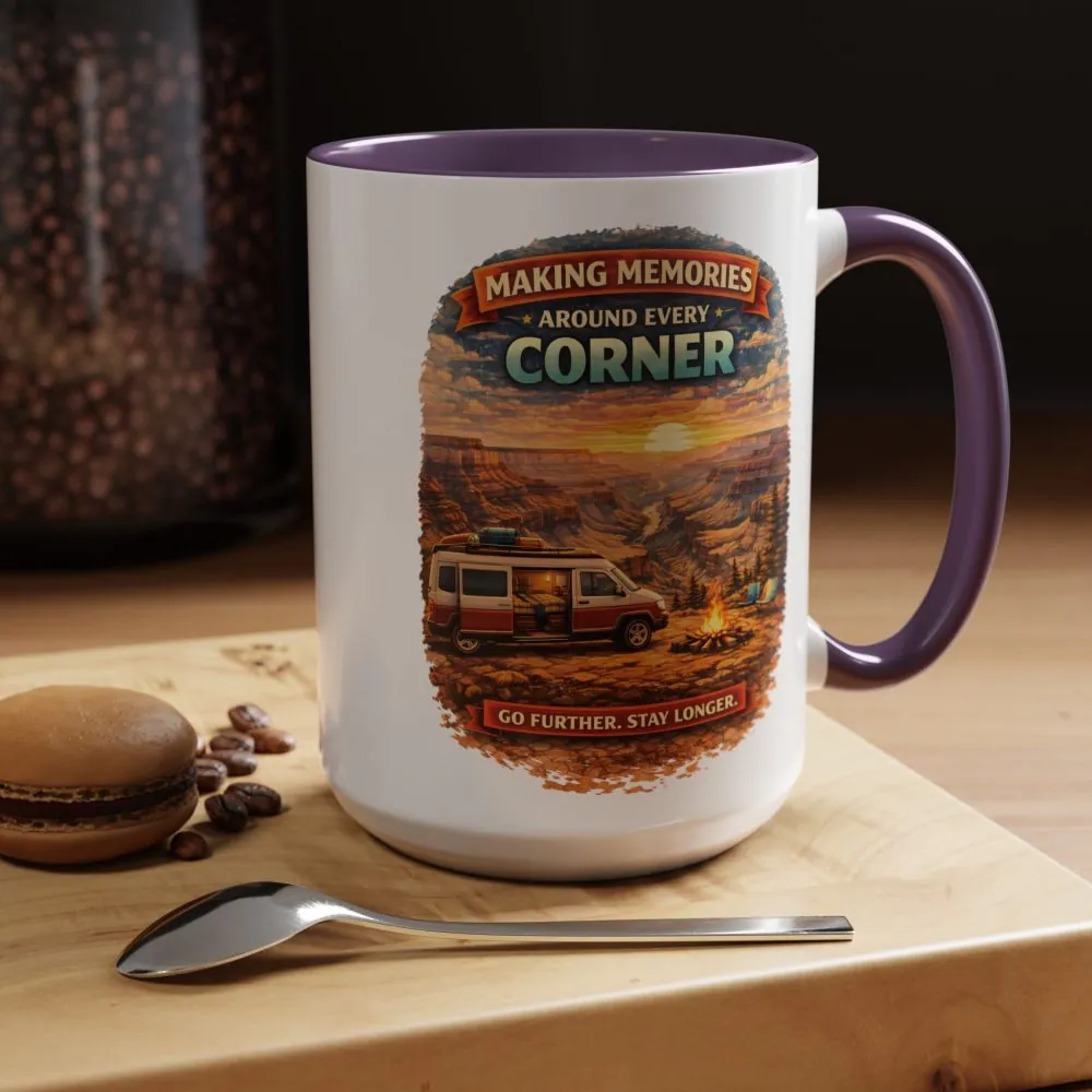 Accent Coffee Mug (11, 15oz) — "Making Memories Around Every Corner" Design Scenic-Line