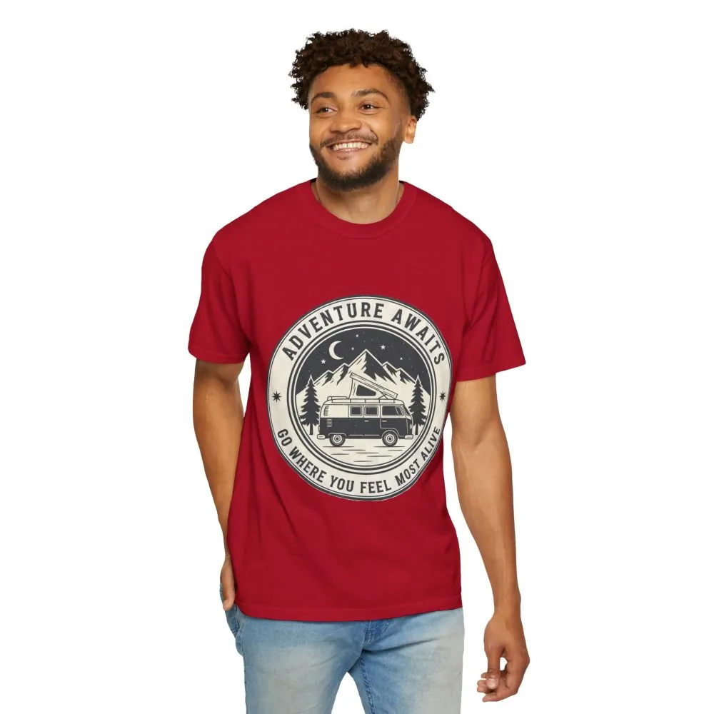 11133393047580513779_2048.jpeg T-Shirt — "Adventure Awaits-Go Where You Feel Most Alive" (Front + Back Printed) Outdoor Travel Tee