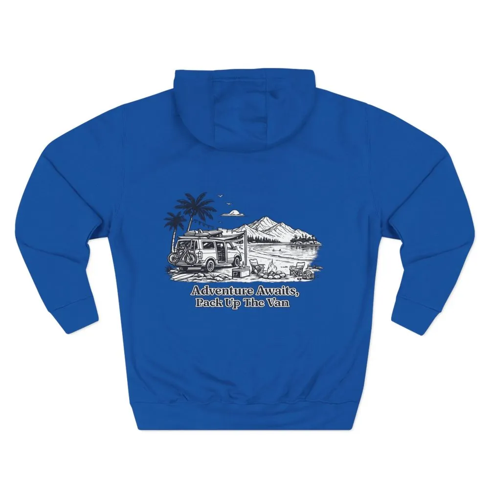 11139762798149307375_2048.jpeg Three-Panel Fleece Hoodie - "Adventure Awaits,Pack Up The Van" Design Minimal-Line