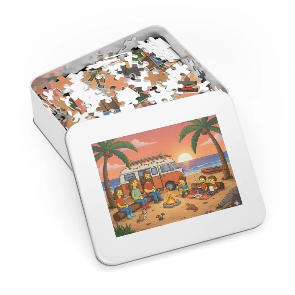 11143263459272143140_2048.jpeg Jigsaw Puzzle with Tin — Sunset Surf Van Scene