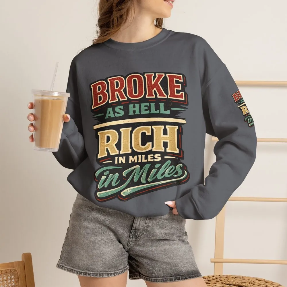 Unisex Heavy Blend™ Crewneck Sweatshirt — "Broke As Hell" Design F**K-Line
