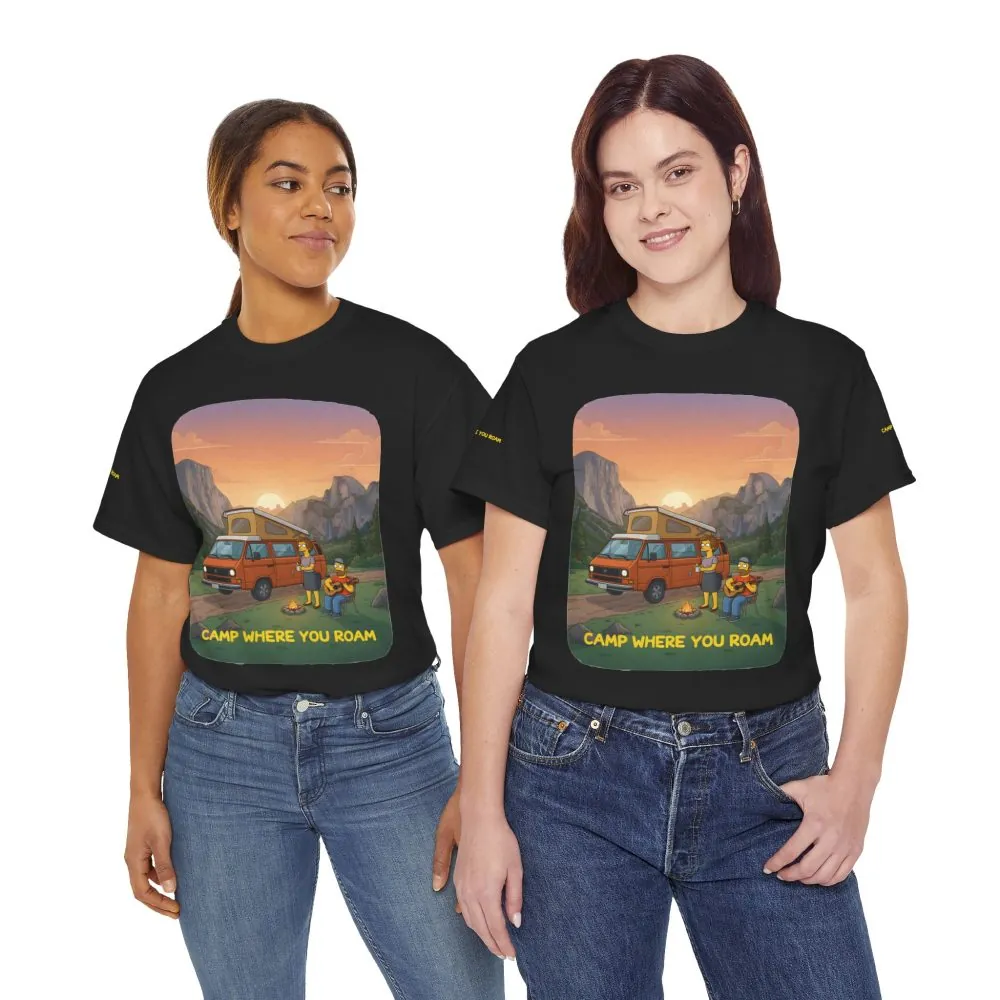 Unisex Heavy Cotton Tee — "Camp Where You Roam" Design Sitcom-Line
