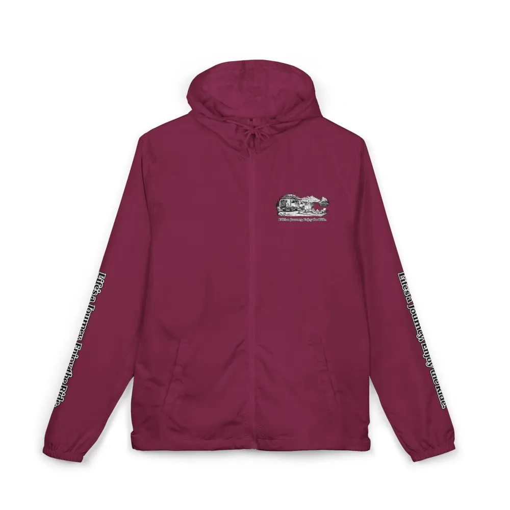 Unisex Full-Zip Windbreaker Jacket — "Lifes A Journey" (Design "Minimal-Line")