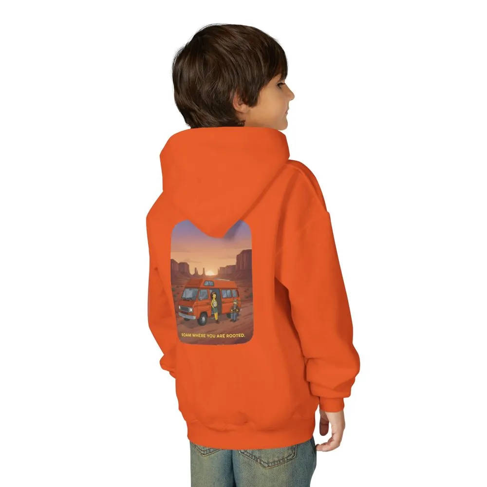 Youth Hoodie(Gildan) – "Roam Where You Are Rooted" (Design Sitcom-Line)