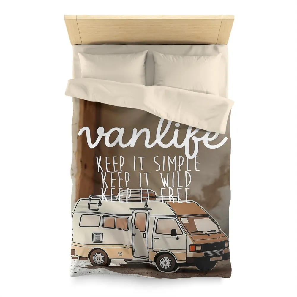 Duvet Cover — "Vanlife: Keep It Simple, Keep It Wild, Keep It Free"