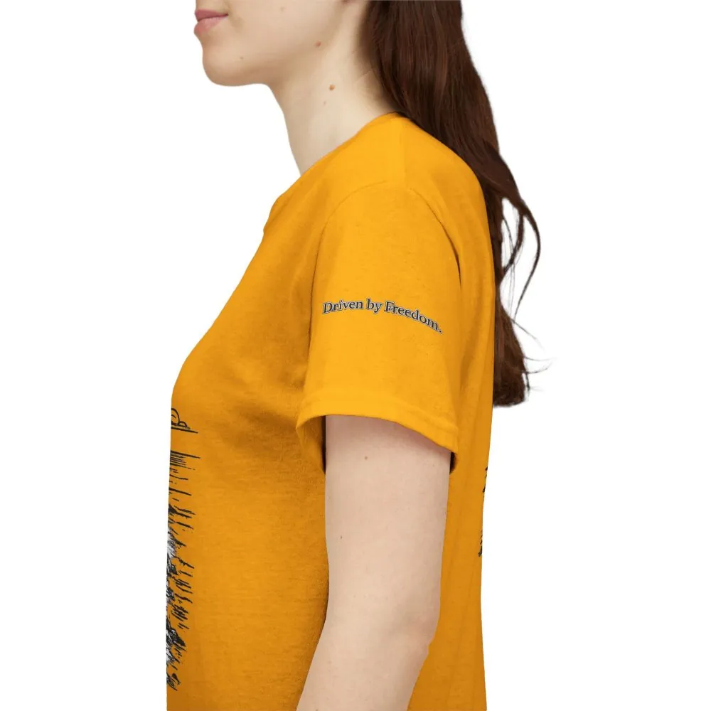 11166419258831607673_2048.jpeg Unisex Heavy Cotton Tee — ""Driven By Freedom" Design Minimal-Line
