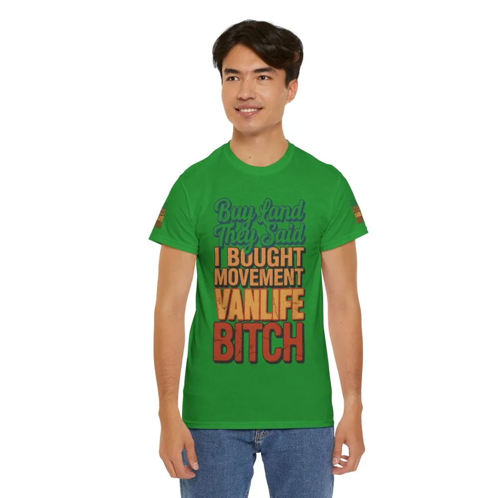 Unisex Heavy Cotton Tee — "Buy Land They Said" Design F**K-Line