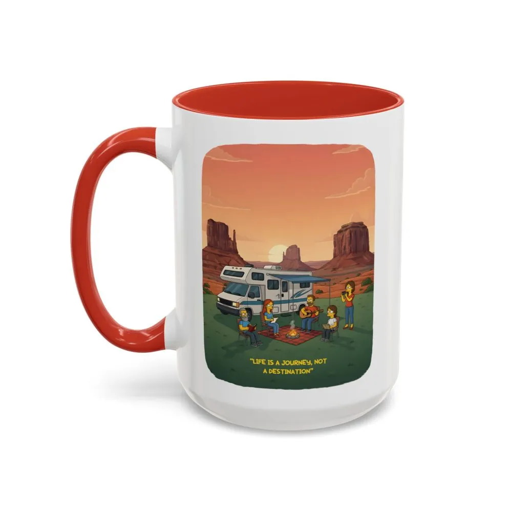 Accent Coffee Mug (11, 15oz) — "Life Is A Journey-Not A Destination" Design Sitcom-Line