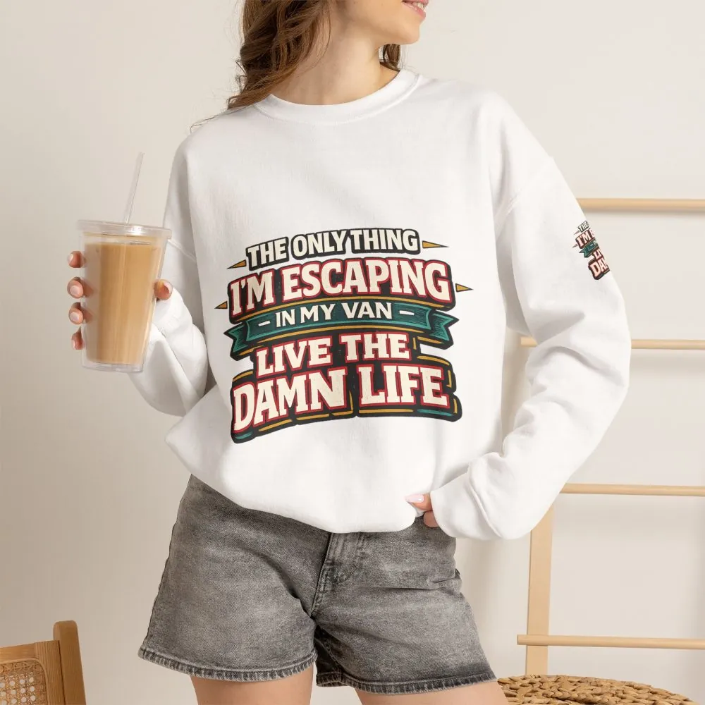 Unisex Heavy Blend™ Crewneck Sweatshirt — "The Only Thing I´m Escaping" Design F**K-Line