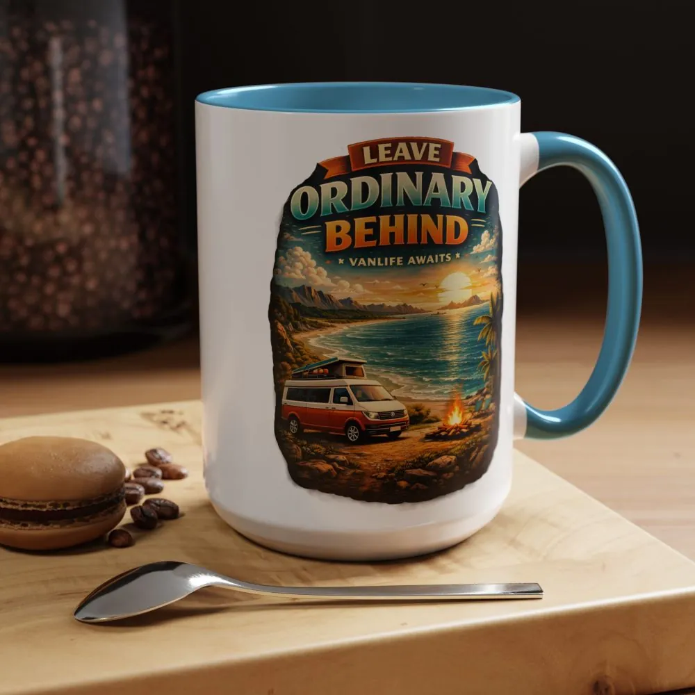 Accent Coffee Mug (11, 15oz) — "Leave Ordinary Behind" Design Scenic-Line