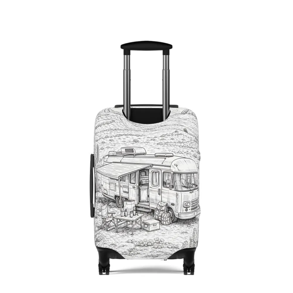 1121990386477082956_2048.jpeg Luggage Cover — Adventure Camper Sketch Travel Suitcase
