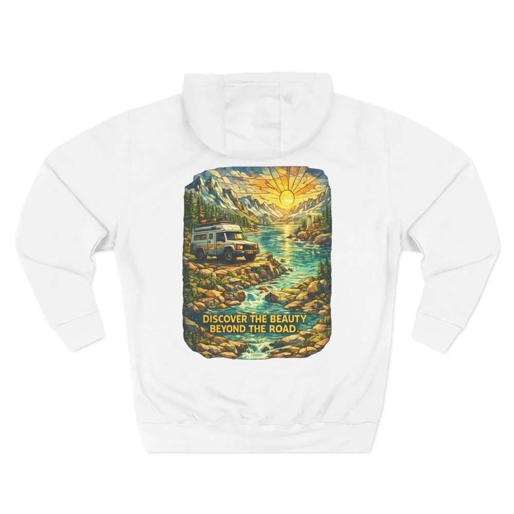 11223808833441562425_2048.jpeg Three-Panel Fleece Hoodie - "Discover The Bieuty Beyond The Road" Design Cubic-Line