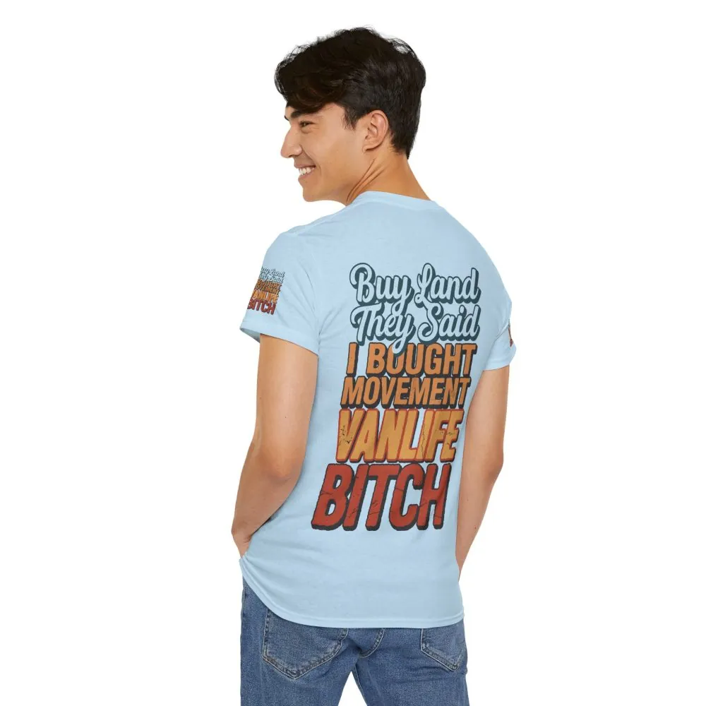 Unisex Heavy Cotton Tee — "Buy Land They Said" Design F**K-Line