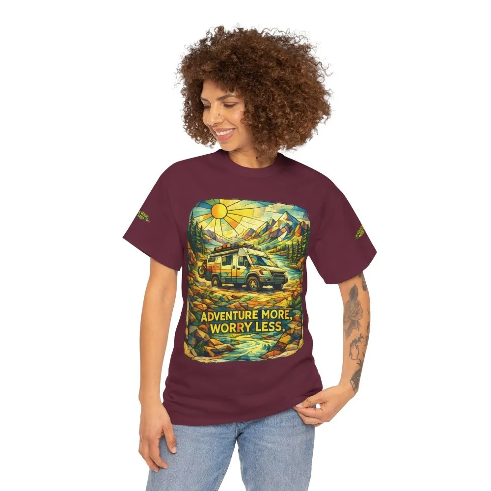 11236040994615600941_2048.jpeg Unisex Heavy Cotton Tee — "Adventure More Worry Less" Design Cubic-Line