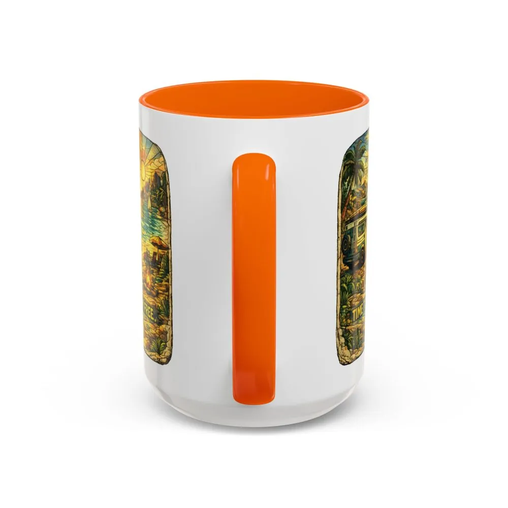 Accent Coffee Mug (11, 15oz) — "Time To Roam Free" Design Cubic-Line
