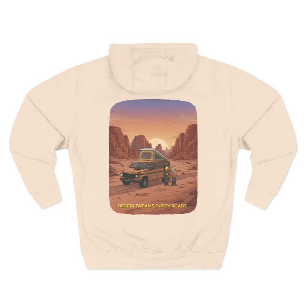 Three-Panel Fleece Hoodie - "Desert Dreams Dusty Roads" Design Sitcom-Line