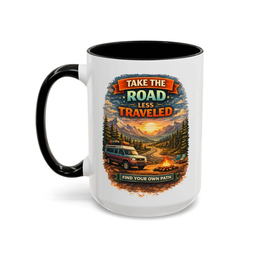 11256090295630670652_2048.jpeg Accent Coffee Mug (11, 15oz) — "Take The Road Less Traveled" Design Scenic-Line