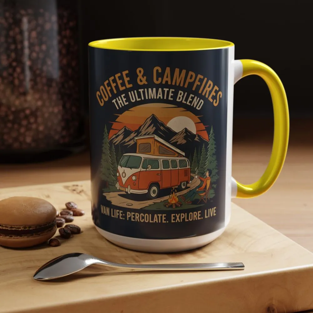 Accent Coffee Mug (11, 15oz) — "Coffee and campfires"