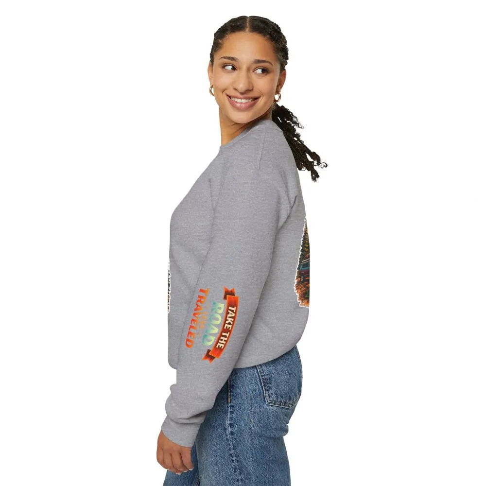11269860398755137152_2048.jpeg Unisex Heavy Blend™ Crewneck Sweatshirt — "Take The Road Less Traveled" Design Scenic-Line