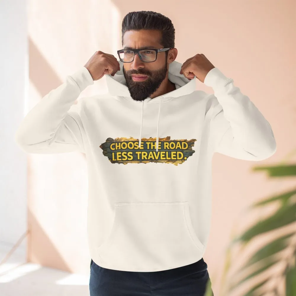 Three-Panel Fleece Hoodie - "Choose The Road Less Traveled" Design Cubic-Line