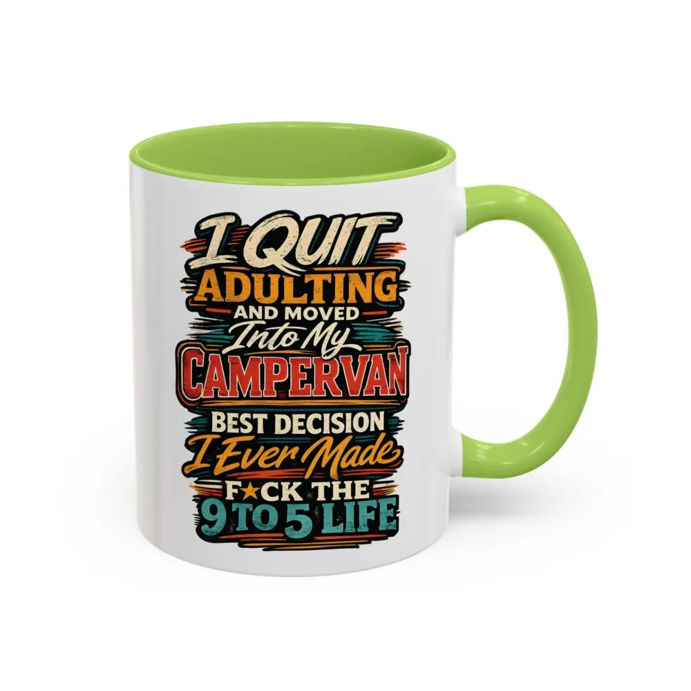 Accent Coffee Mug (11, 15oz) — "I Quit Adulting" Design F**K-Line