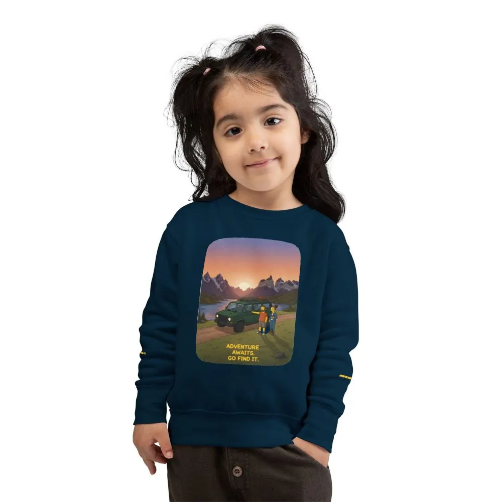11290842405434470878_2048.jpeg Toddler Sweatshirt - "Adventure Awaits-Go Find It" (Design Sitcom-Line)