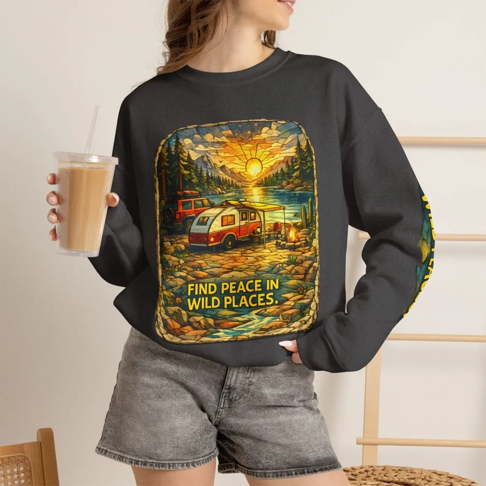 11295820066534164698_2048.jpeg Unisex Heavy Blend™ Crewneck Sweatshirt — "Find Peace In Wild Places" Design Cubic-Line