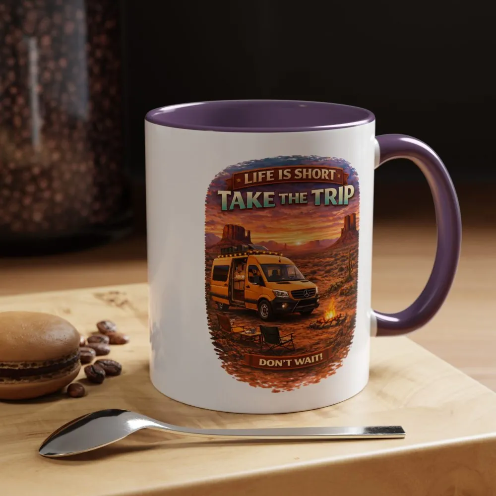 Accent Coffee Mug (11, 15oz) — "Live Is Short Take The Trip" Design Scenic-Line