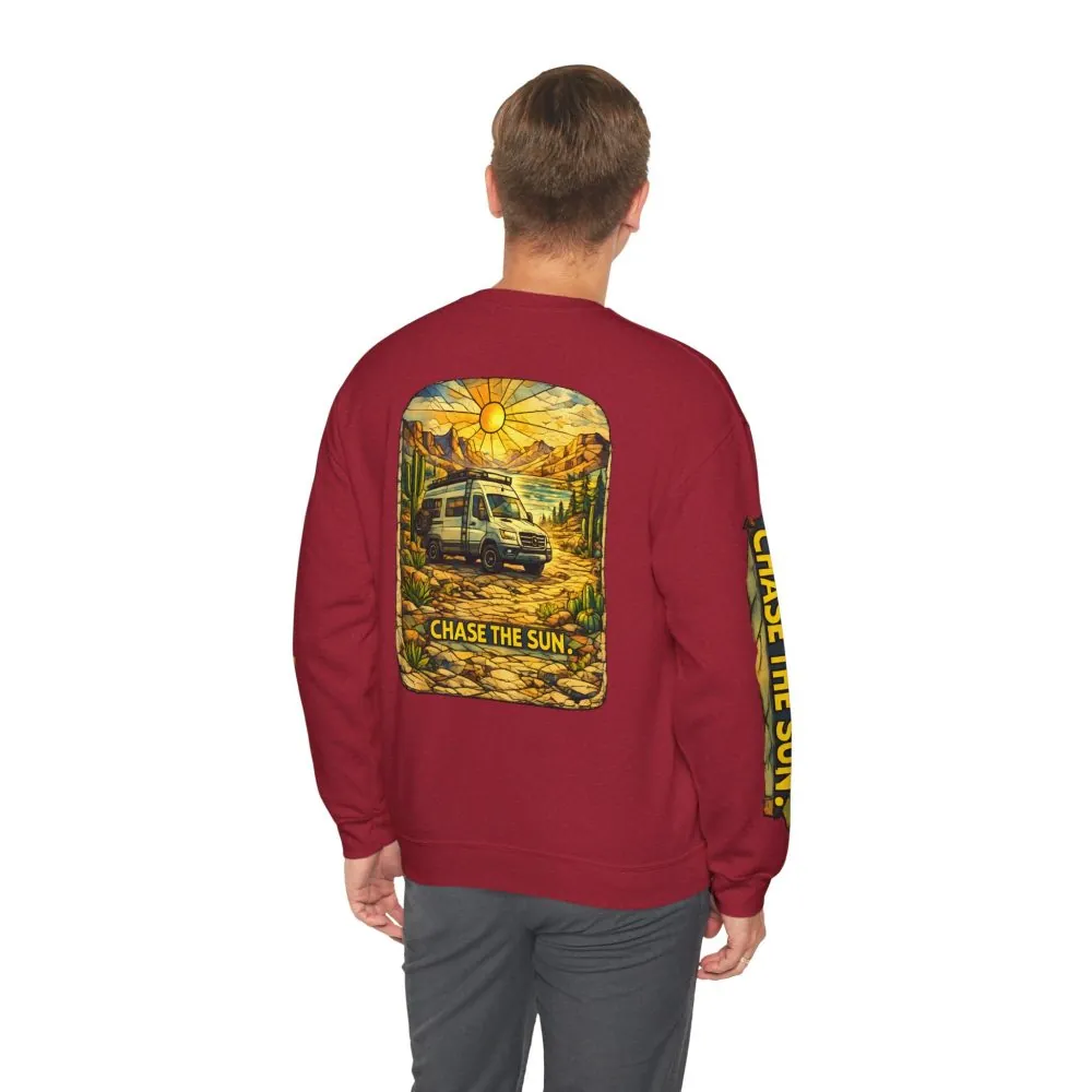 11328630955771494182_2048.jpeg Unisex Heavy Blend™ Crewneck Sweatshirt — "Chase The Sun" Design Cubic-Line