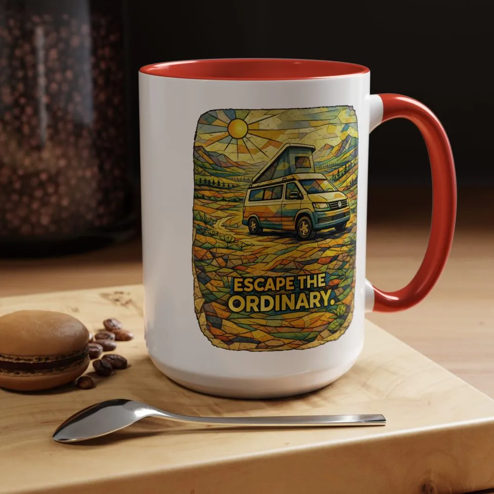 Accent Coffee Mug (11, 15oz) — "Escape The Ordinary" Design Cubic-Line