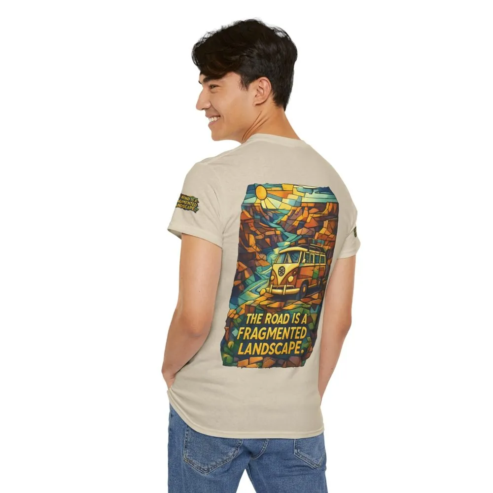 11337452511201060764_2048.jpeg Unisex Heavy Cotton Tee — "The Road Is A Fragmented Landscape" Design Cubic-Line