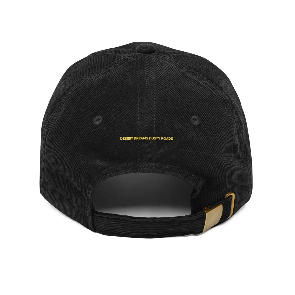 Vintage Corduroy Cap (Embroidery) — "desert Dreams Dusty Roads" Embroidered Hat