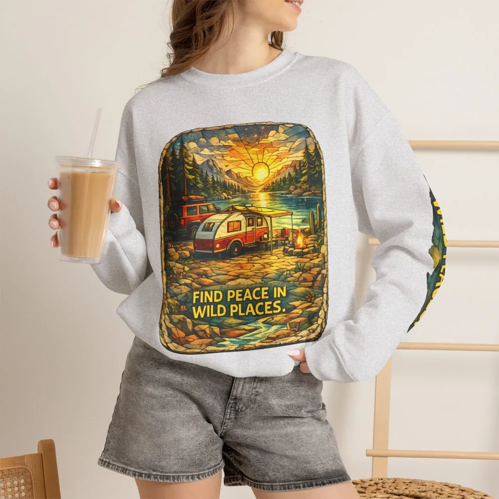 11351541172333570310_2048.jpeg Unisex Heavy Blend™ Crewneck Sweatshirt — "Find Peace In Wild Places" Design Cubic-Line
