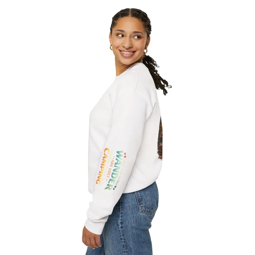 Unisex Heavy Blend™ Crewneck Sweatshirt — "Not All Who Wander Are Lost" Design Scenic-Line