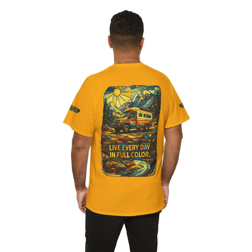11370451504410903404_2048.jpeg Unisex Heavy Cotton Tee — "Live Life Every Day In Full Color" Design Cubic-Line